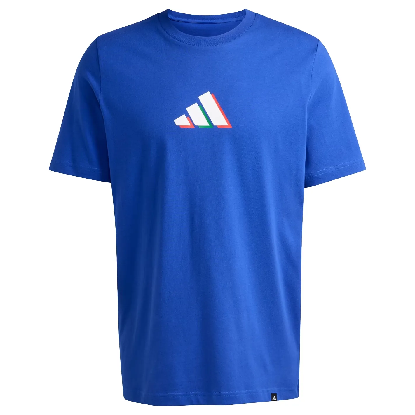 Vista lateral da camiseta Adidas Itália Azul Copa 2026 Masculina mostrando detalhes da estampa e tecido